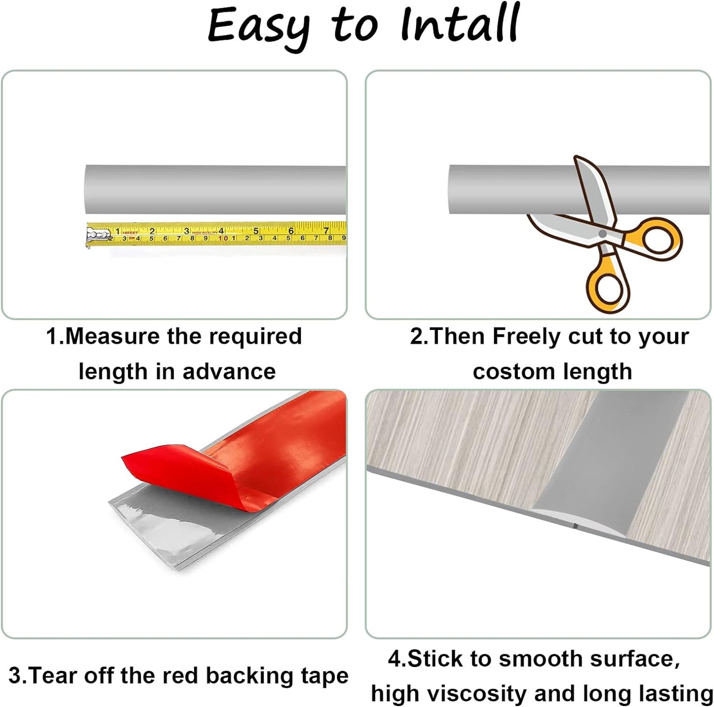 Floor/Door Flat Transition Strip & Self Adhesive Floor Vinyl Floor Edge Trim Laminate Floor Gap Covering Joining Strip