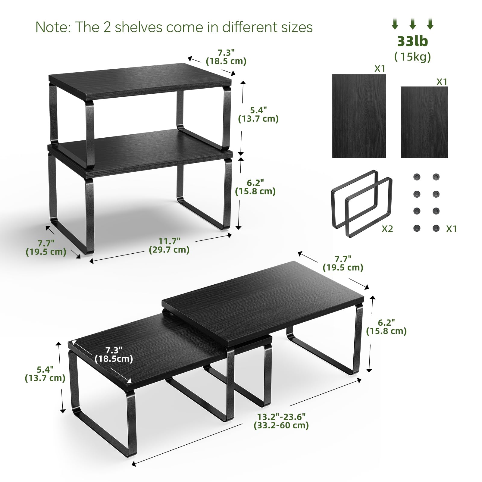 Simple Trending Cabinet Organizer Shelf, Set of 2 Stackable Kitchen Counter Shelves, Expandable