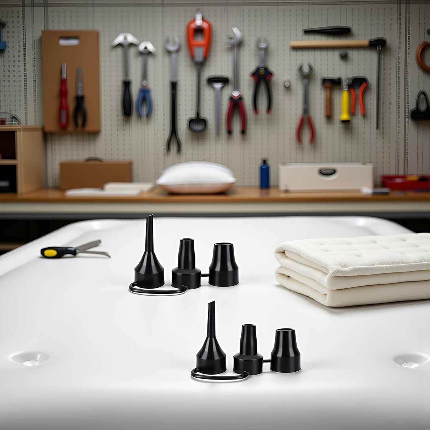 2pcs 3 Sizes Inflatable Pump Nozzles Head, Air Pump Replacement Nozzles, Plastic Pump Nozzles,Air Pump Inflator Adaptor Accessory for Partial Air Bed, Air Mattress Air Mattress Etc Durability