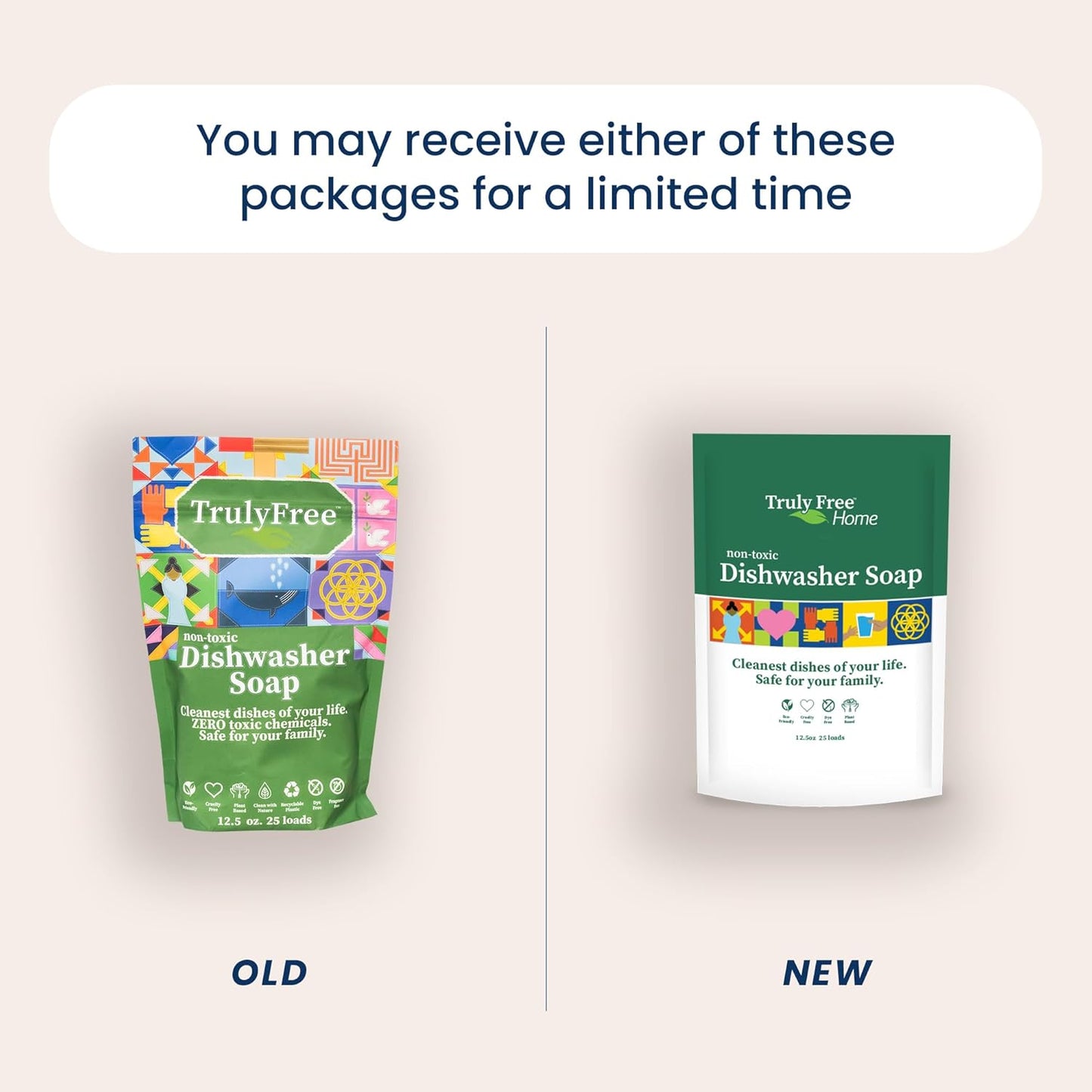 Truly Free Dishwasher Detergent Powder | Natural Dish Detergent, Dishwasher Soap | Plastic Free, Plant-Based, Clean, Heavy Duty Hard Water Stain & Grease Remover | Fragrance Free | 12.5 oz (Pack of 3)