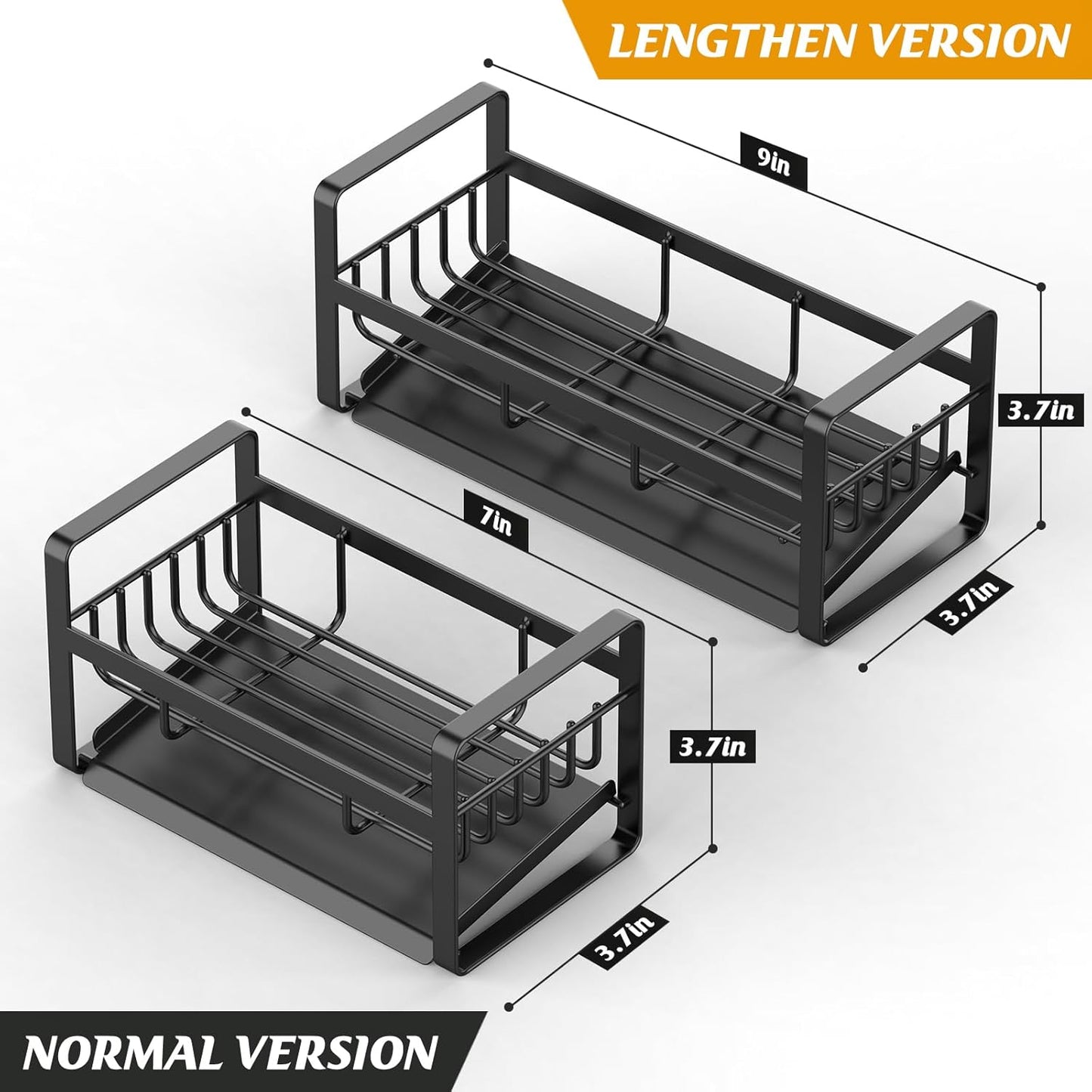 Sponge Holder for Kitchen Sink,Stainless Steel Kitchen Sink Organizer with Auto Draining Tray,Kitchen Countertop Soap Dispenser Organizer,Black