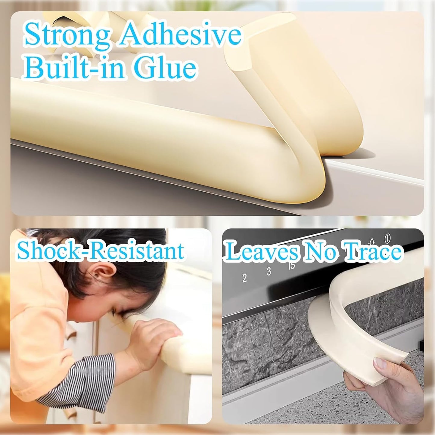 Baby Proofing Edge Corner Protector,1Roll L-Shape Soft Cabinet Door Bumper Corner Strip,8 Furniture Safety Bumper Corner Guards,Self Adhesive,Wall Protector,for Nursery,Kitchen,Fireplace,Table