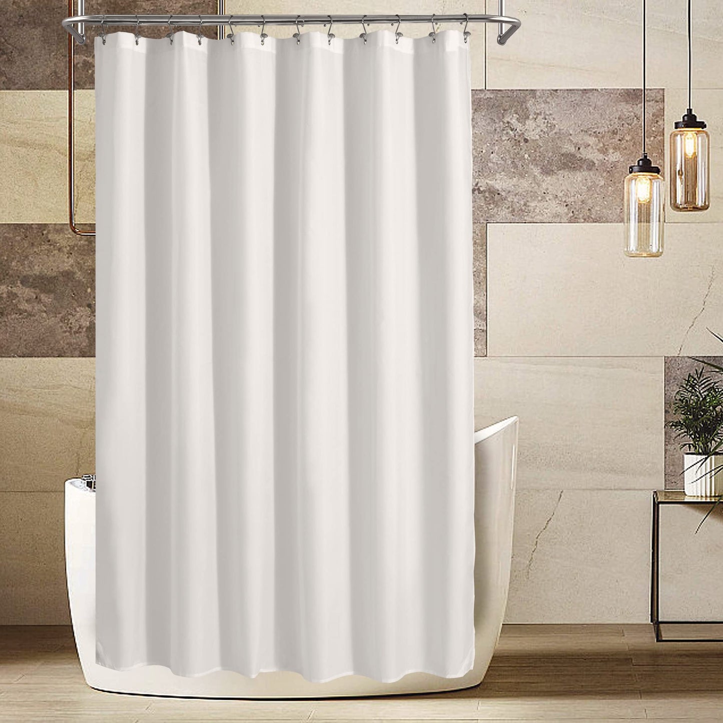 ALYVIA SPRING Extra Long Waterproof Fabric Shower Curtain Liner White 72x84