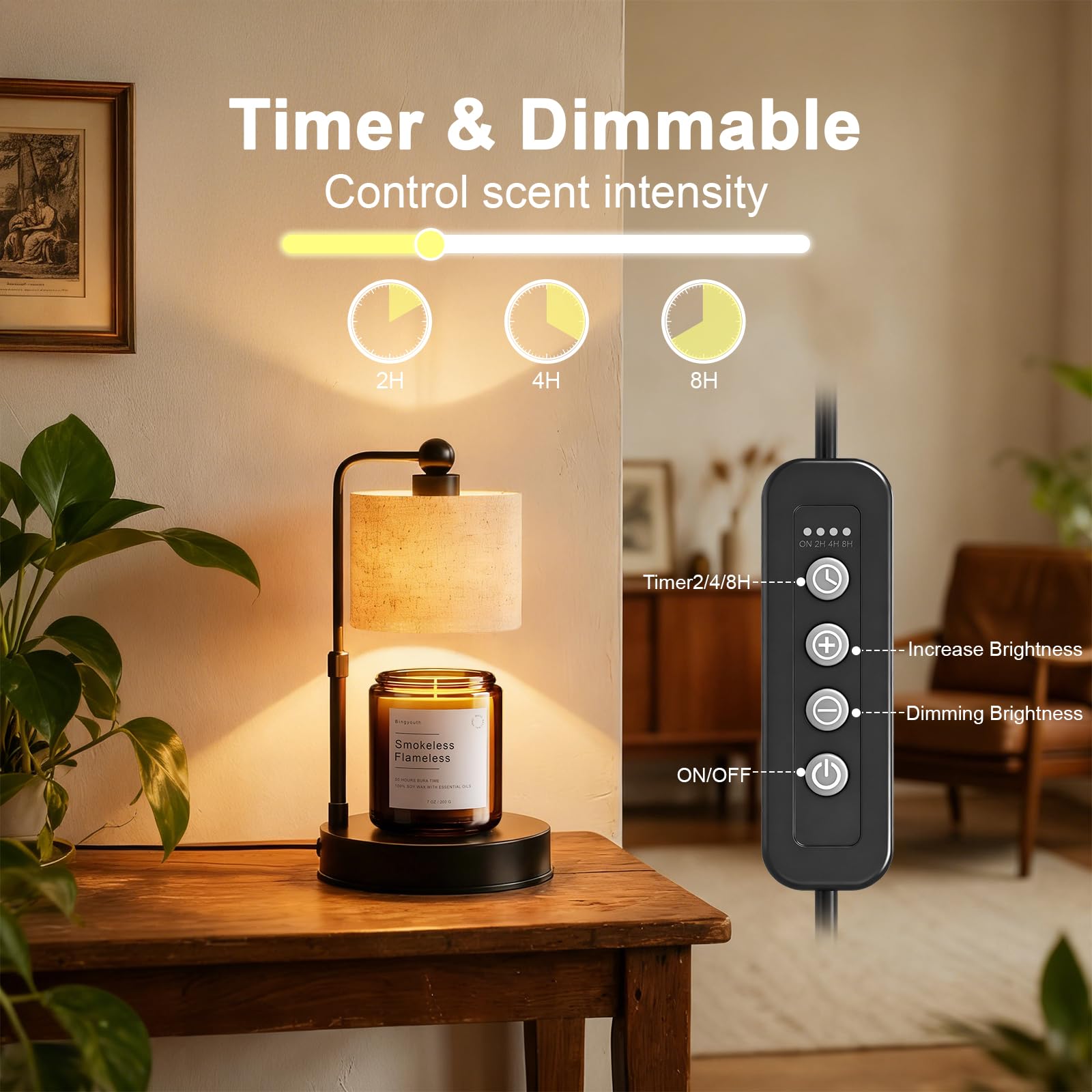 Bingyouth Candle Warmer Lamp with Timer, Best House Warming Gift, Height Adjustable & Dimmable