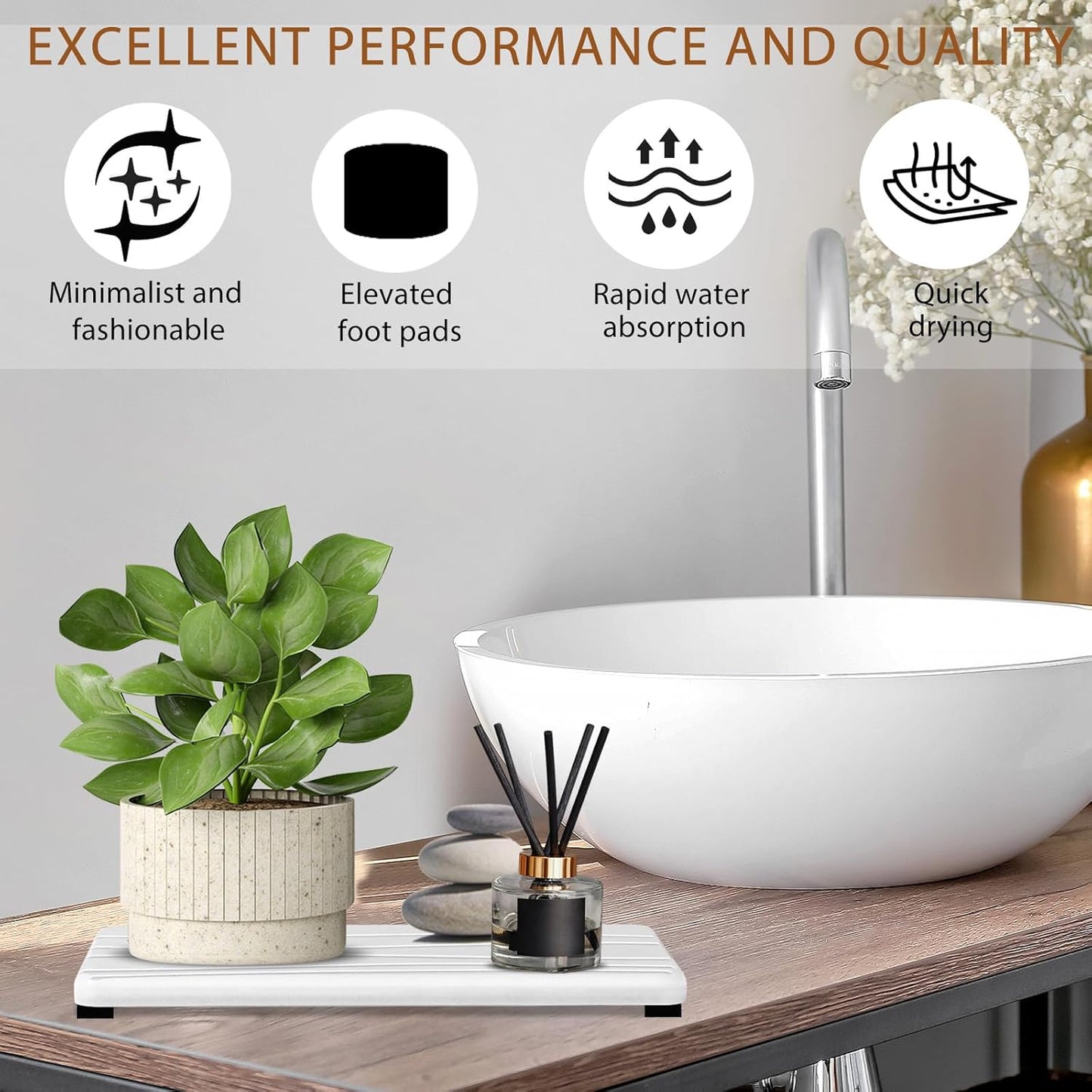 3PCS Water Absorbing Stone Tray, Fast Drying Stone Sink Tray, Stones Soap Trays, Water Absorbent Diatomite Trays, Diatomite Coasters for Kitchen Sink Bathroom Counter, Hand Soap Dish & Holders