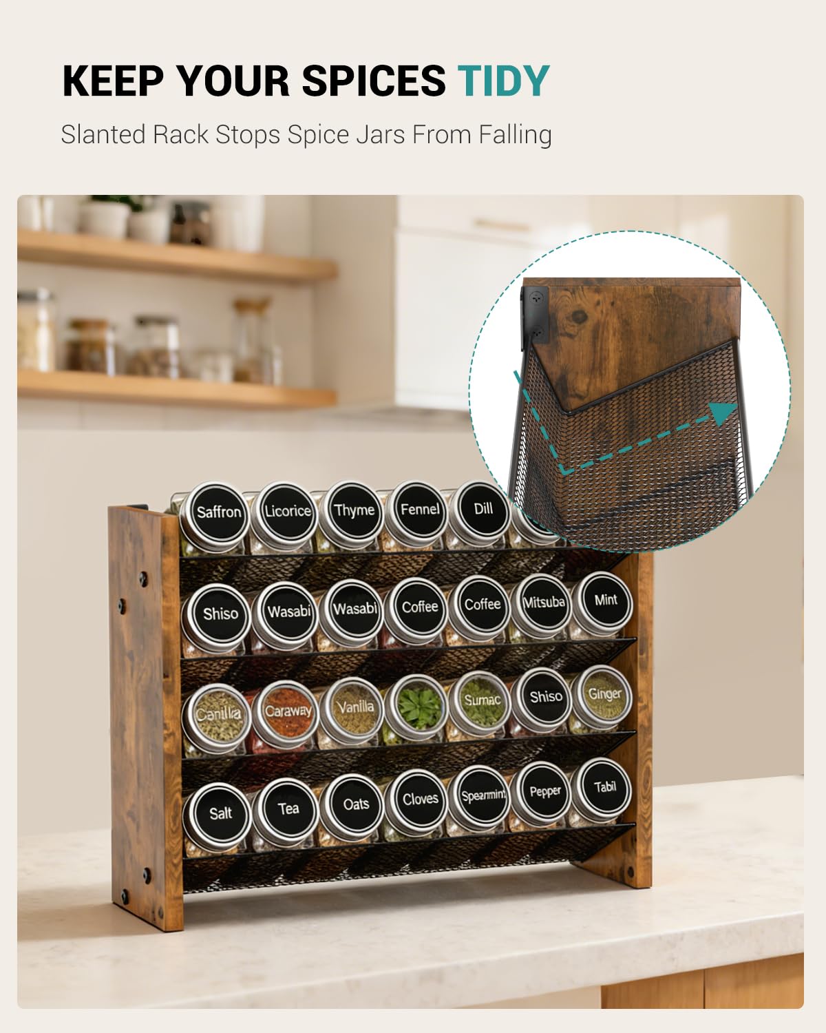 Spice Rack Organizer for Cabinet, Seasoning Organizer Wall Mount Countertop