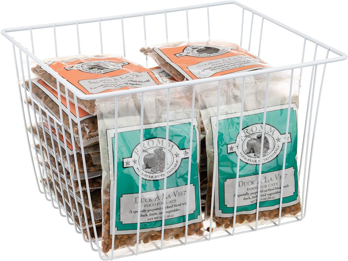 Deep Refrigerator Organizer Baskets, Metal Wire Baskets for Upright Freezer, Household Bin Basket with Handles for Kitchen, Cabinets, Pantry, Closets (11.8" L x 10" W x 7" H)