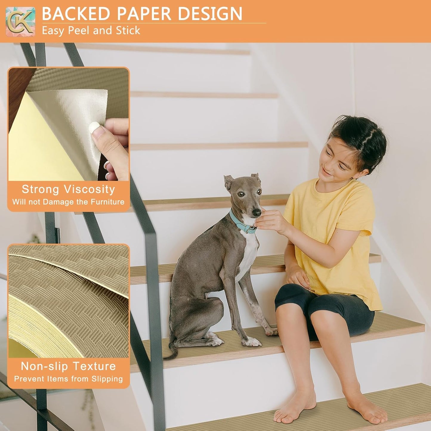 Self-Adhesive Shelf Liner Kitchen Liner, Waterproof Backed Paper Easy Peel and Stick Contact Liner Without Residue for Decor Your Desk Surface, Kitchen Countertops (Dark Khaki, 11.8 x 236.2 inches)