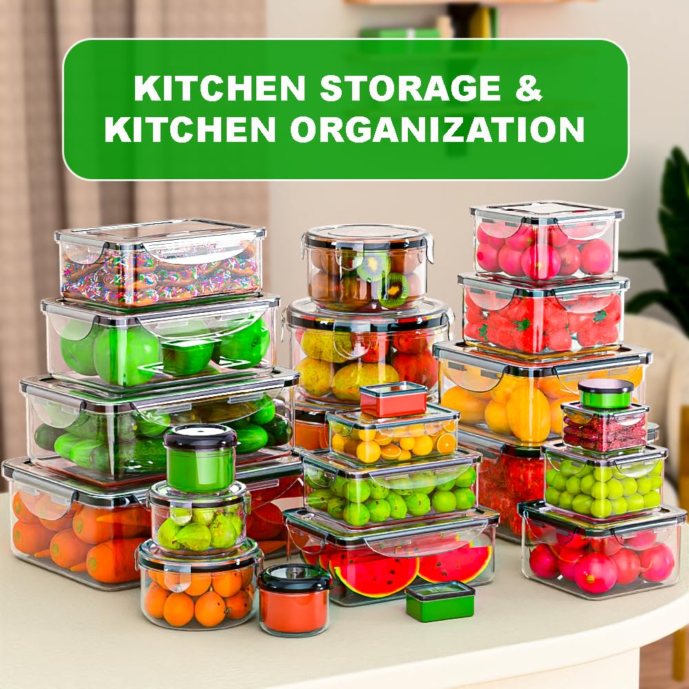 62 Pcs Large Food Storage Containers with Lids Airtight,Total 656OZ(31 Containers &31 Lids)
