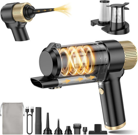 AHNR Handheld Car Vacuum Cleaner Cordless with 16000PA Powerful Suction, 4-in-1 Portable Mini Vacuum Cleaner & Air Duster with Multi-Accessories, Hand Held Vacuum Cordless Rechargeable for Car Home