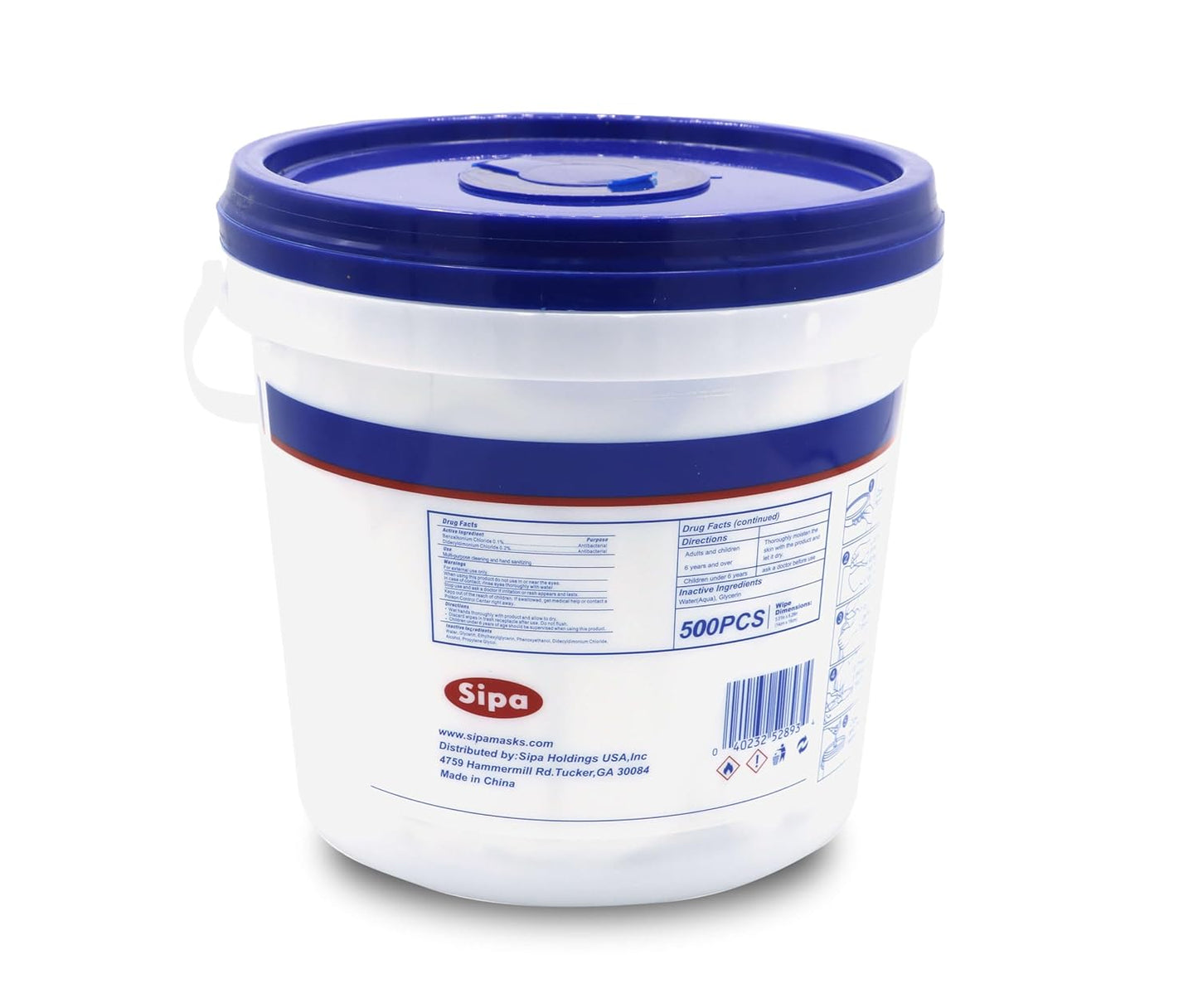 SIPA Hand Sanitizing Wipes 500 WIPES/BUCKET will Refills (1 BUCKET 3 REFILLS)