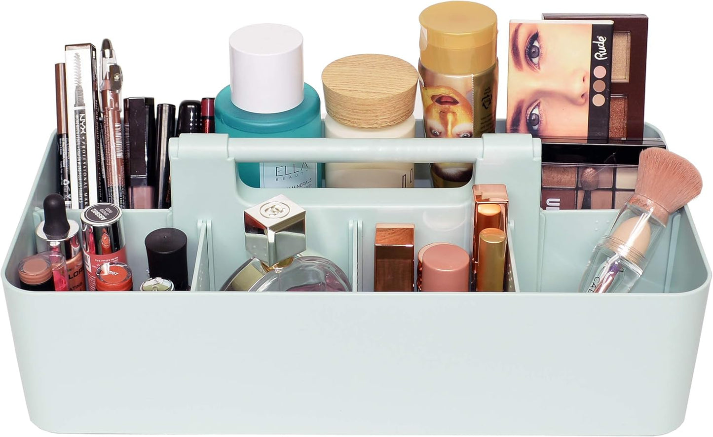 2 PACK - Portable DIY 8 Dividers Durable Plastic Tote Basket Bin Tool & Supply Cleaning Caddy with Handle Made In USA (Mint)