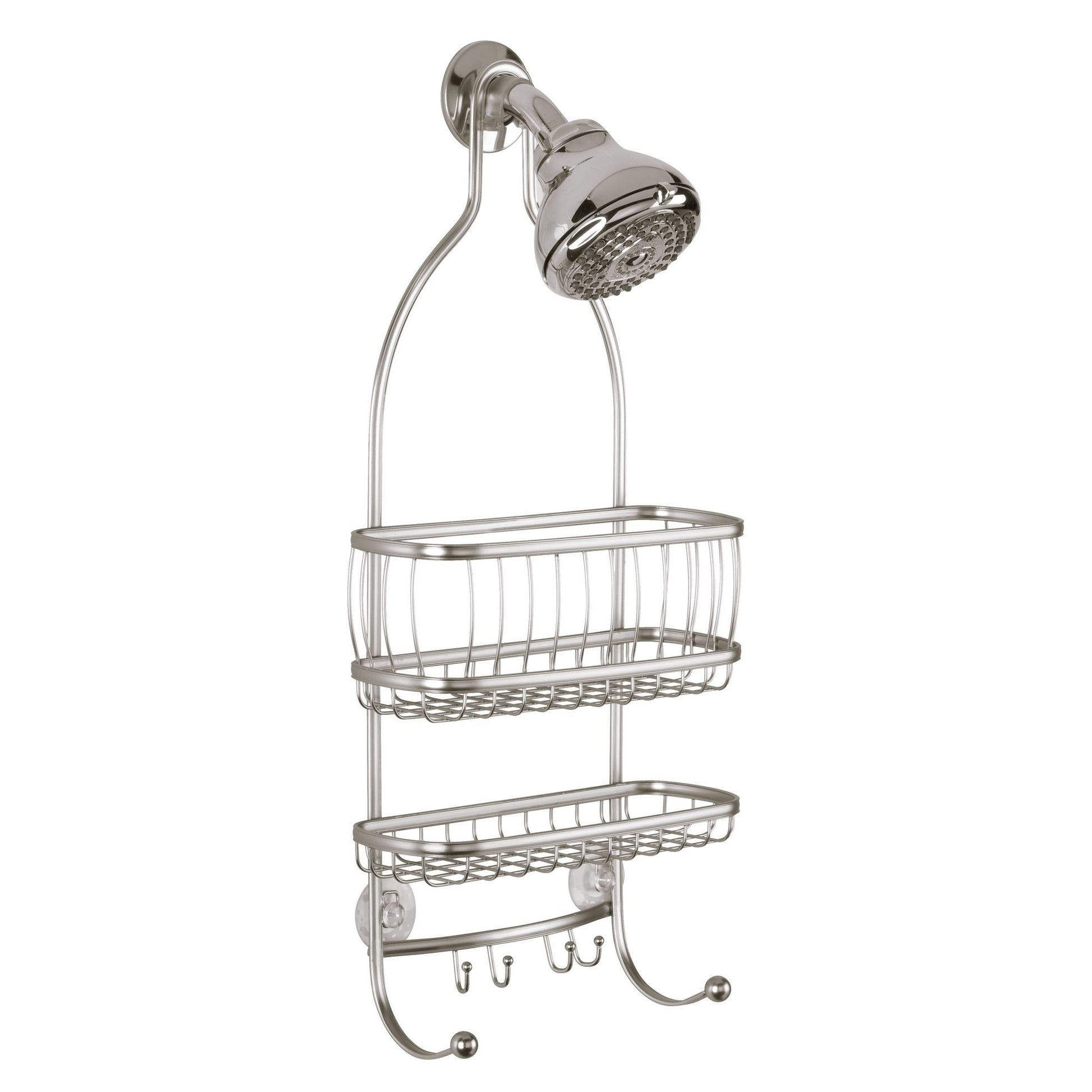 iDesign York Metal Wire Hanging Shower Caddy, Satin Silver