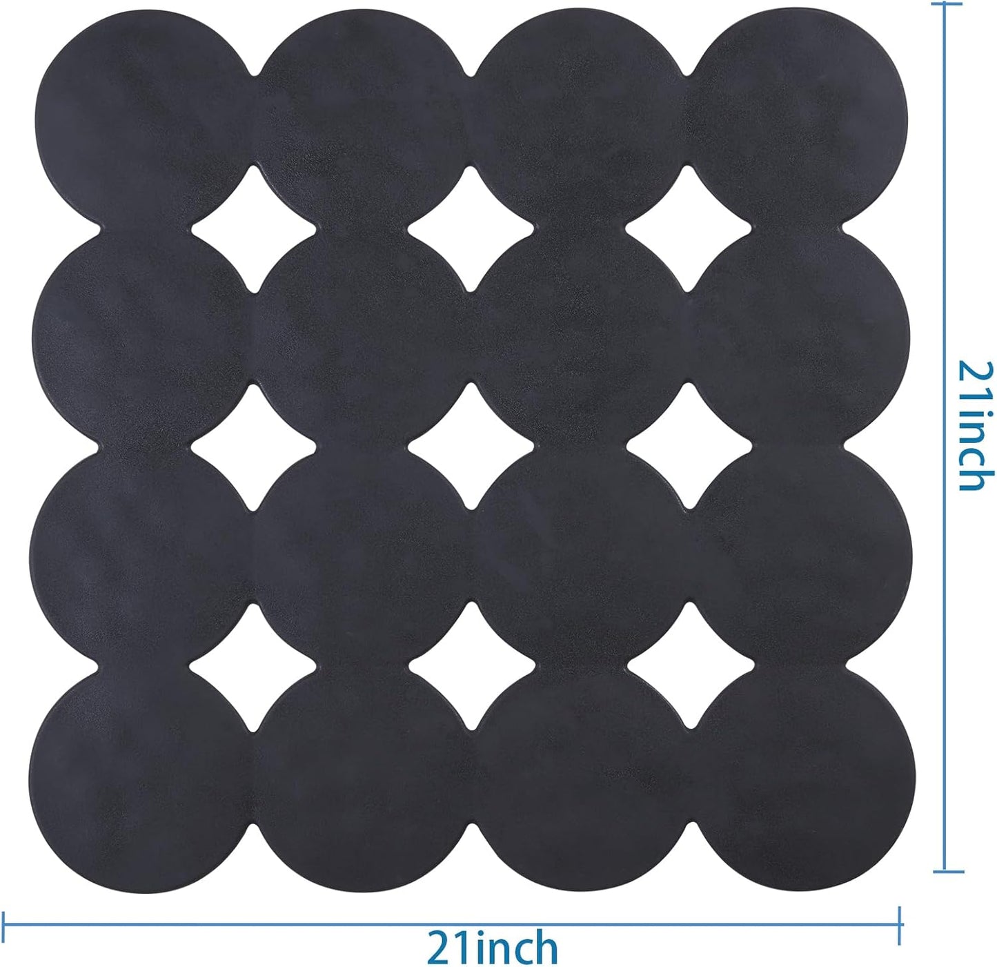 Square Shower Mat Nonslip - Rubber Bathtub Mat with Suction Cups for Inside Shower Bathroom Floor (Black, 21X21)