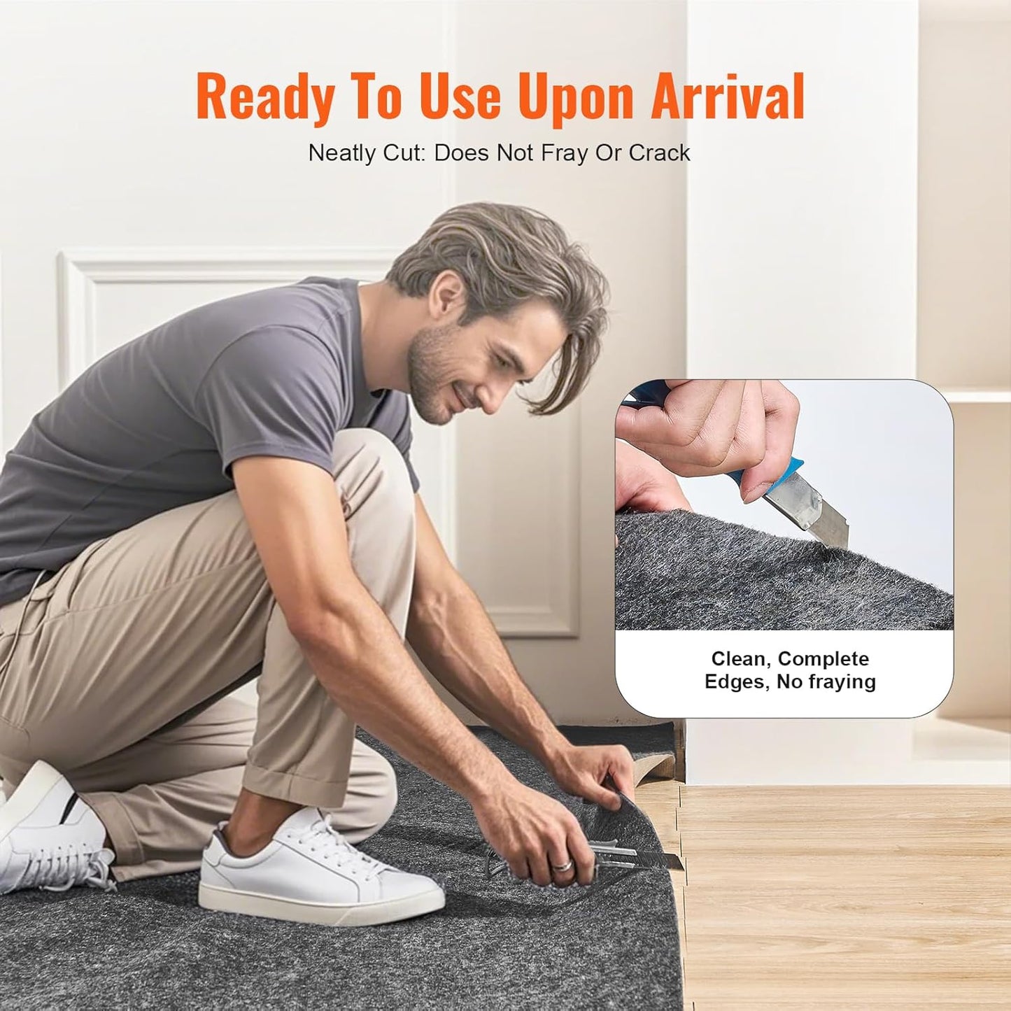 VEVOR - Slip-Resistant Rug Pad - Protective Cushioning Carpet Pad - 8' x 10' - 1/4" Thick - Dual