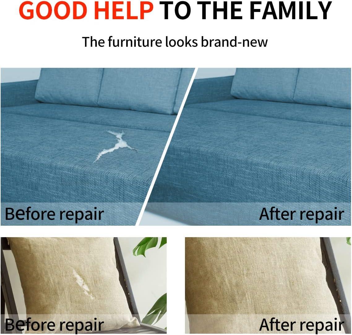 Fabric Repair Patches, 17X79 Inch Linen Repair Tape Self-Adhesive Fabric Patches Durable, DIY Large Linen Tape for Sofa, Couches, Furniture, Chair, Clothing （17X79 Inch, Blue Grey）