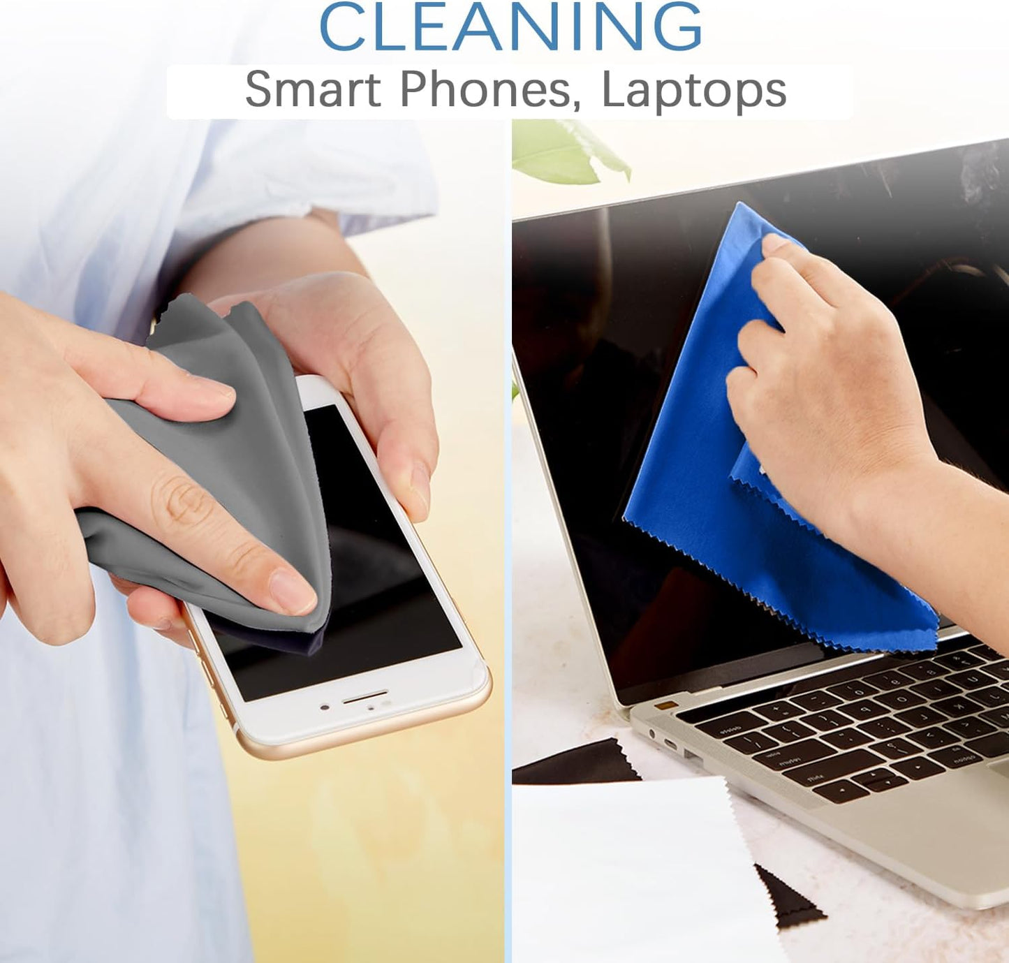 Frienda 12 Pack Large Microfiber Glass Cleaning Cloths 12 x 12 Inch Oversized Sunglasses Cleaning Cloths for Electronics Glasses Screens and Lenses(Blue,Deep Gray)