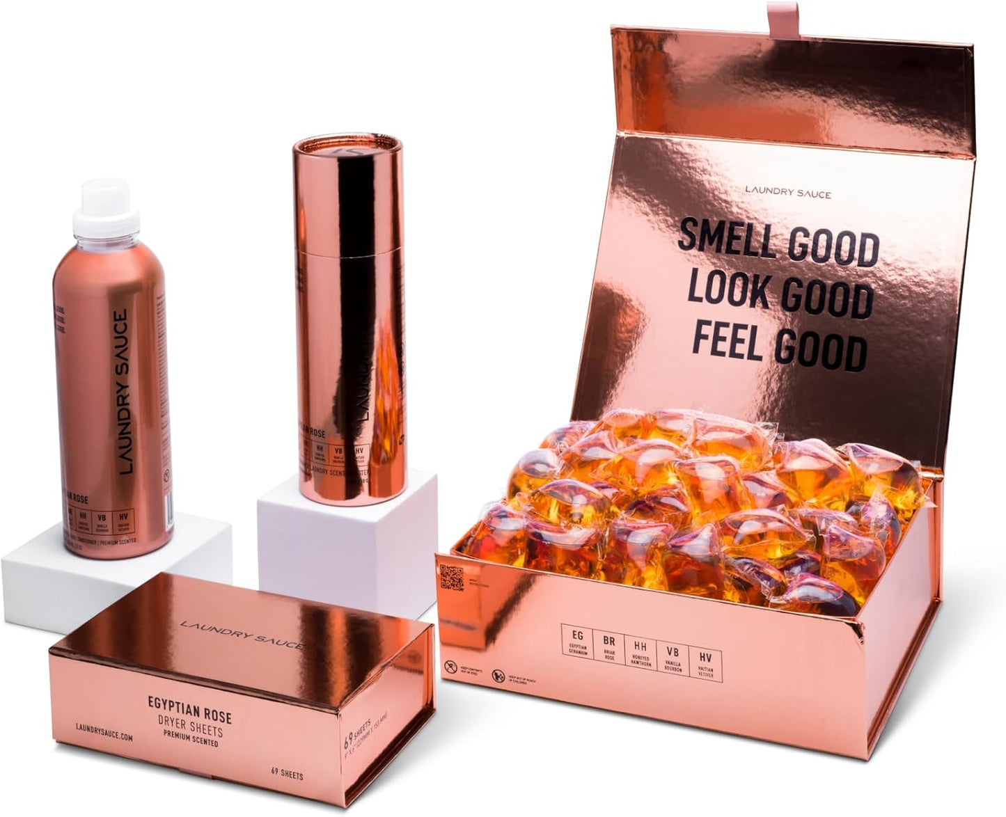 Laundry Sauce - Signature Bundle Egyptian Rose, Scented Laundry Detergent Pods & Scent Booster, Fabric Softener, Dryer Sheets, Fabric Protection, Essential Oils, Long Lasting Luxury Fragrance