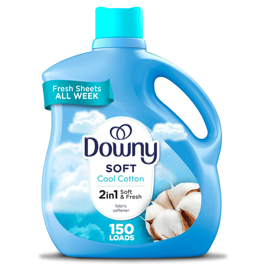 Downy Soft, 2 in 1 Soft and Fresh Liquid Fabric Softener, Cool Cotton, 111 fl oz, 150 Loads, Fabric