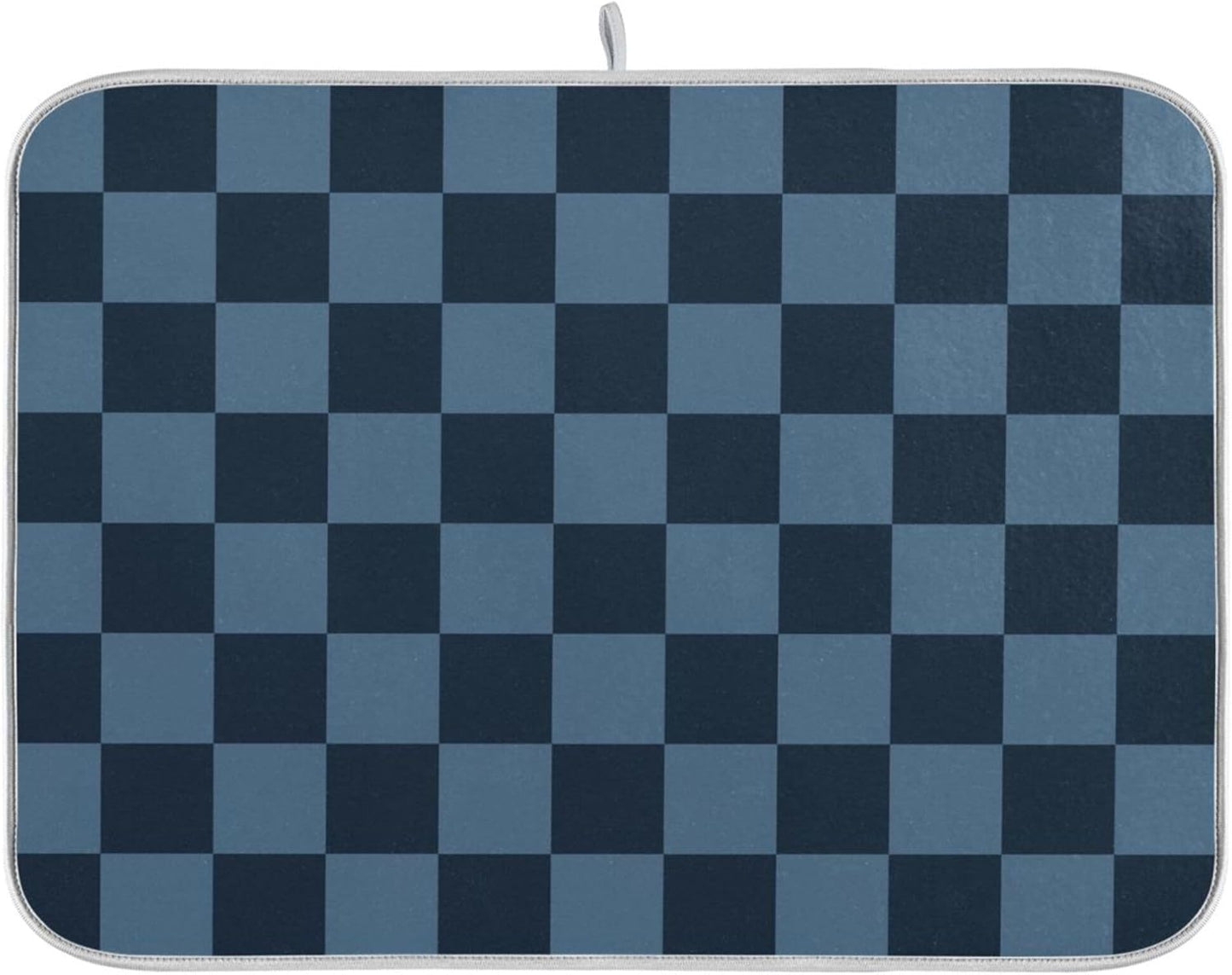 Buffalo Plaid Navy Blue Dish Drying Mat for Kitchen Countertop 16x18 Chessboard Rectangle Small Drying Mat Reusable Quick Dry Dish Sink Absorbent Mats Dishwasher Easy Clean Decorative Home Essentials