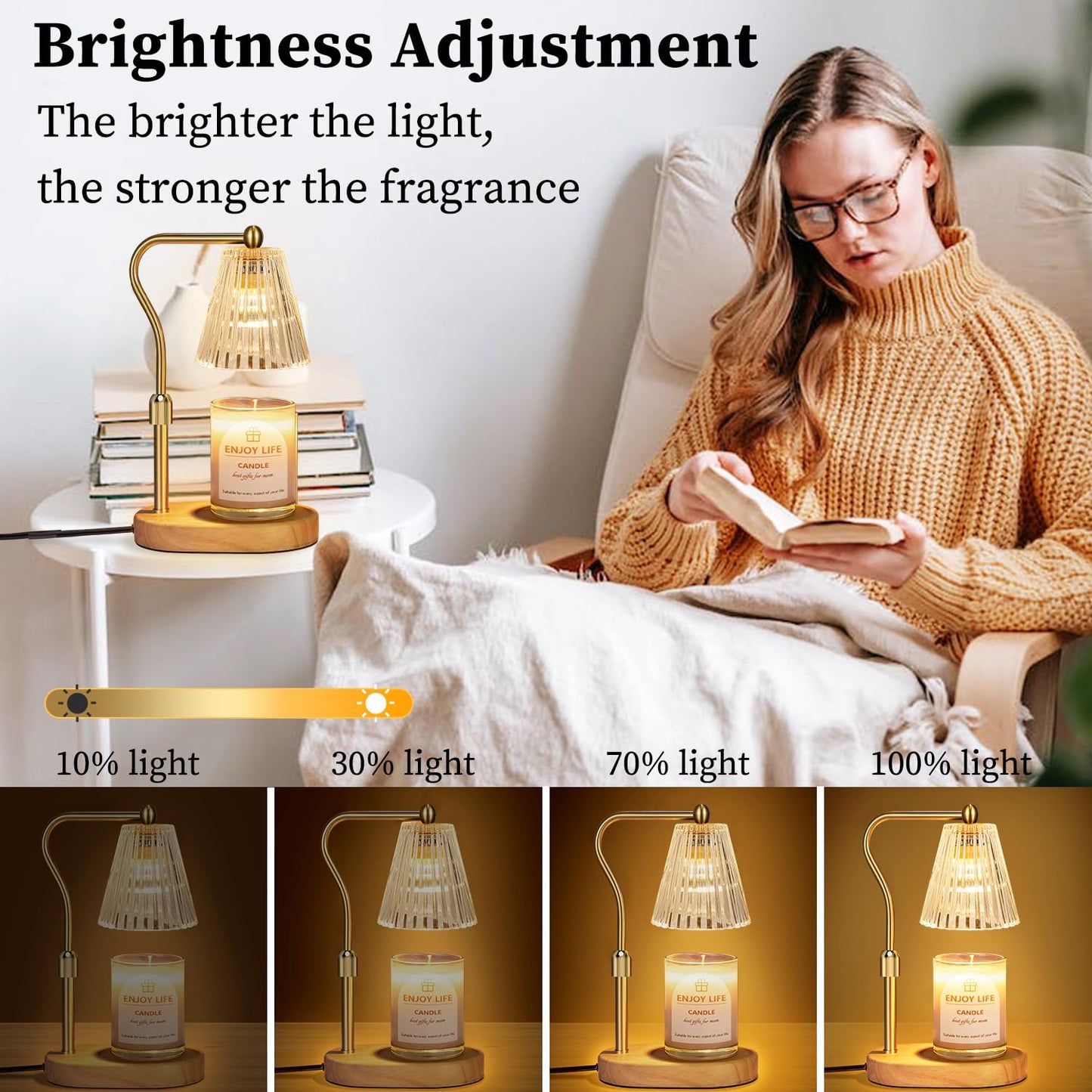 seenlast Candle Warmer Lamp with Timer Dimmer Adjustable Height for New Home Bedroom,Mothers Day