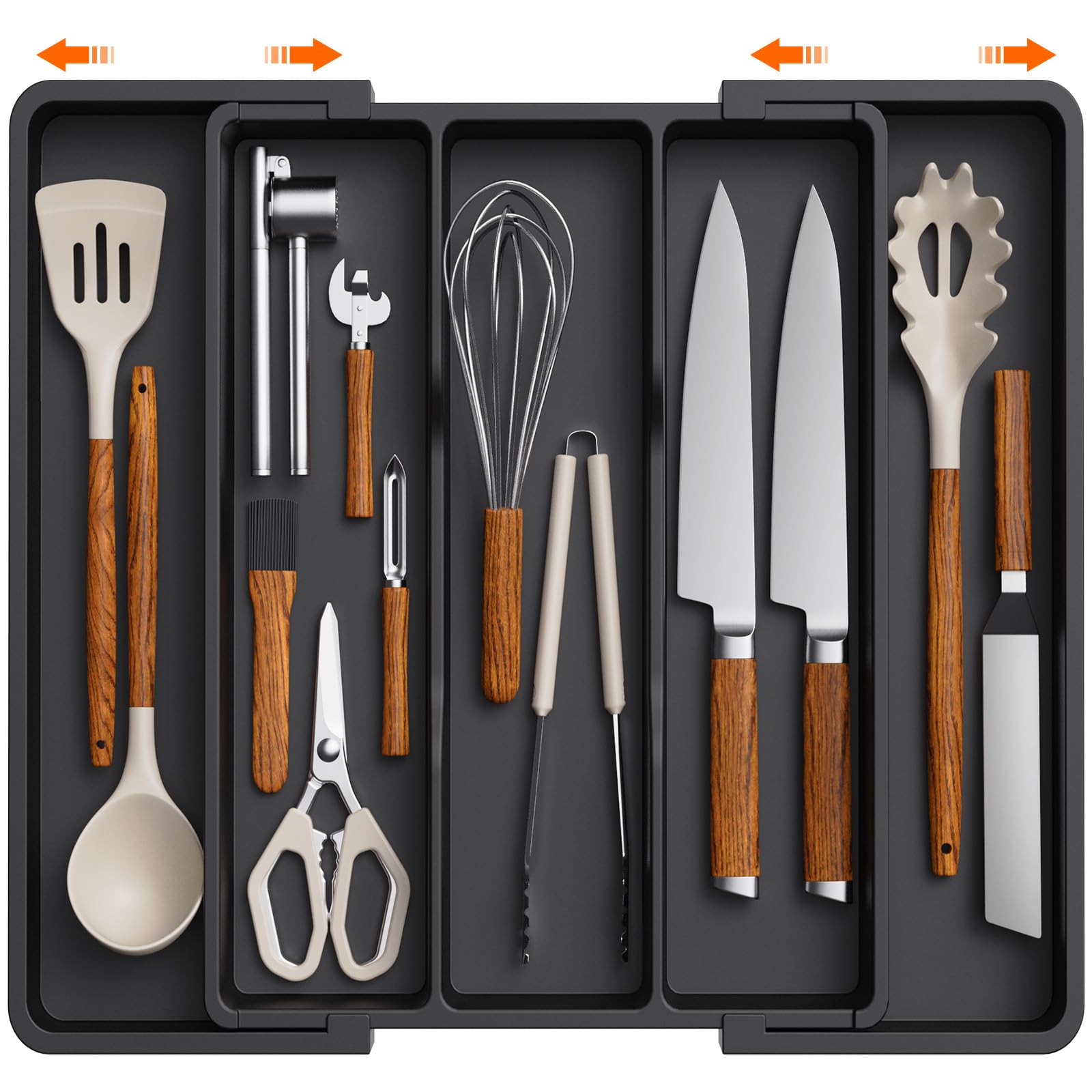 Lifewit Utensil Organizer for Kitchen Drawers, Expandable Cooking Utensil Tray, Adjustable Cutlery