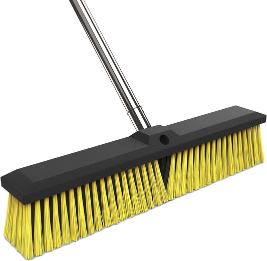 18 Inches Push Broom Outdoor with 65" Adjustable Handle, Heavy Duty Outdoor Broom with Stiff