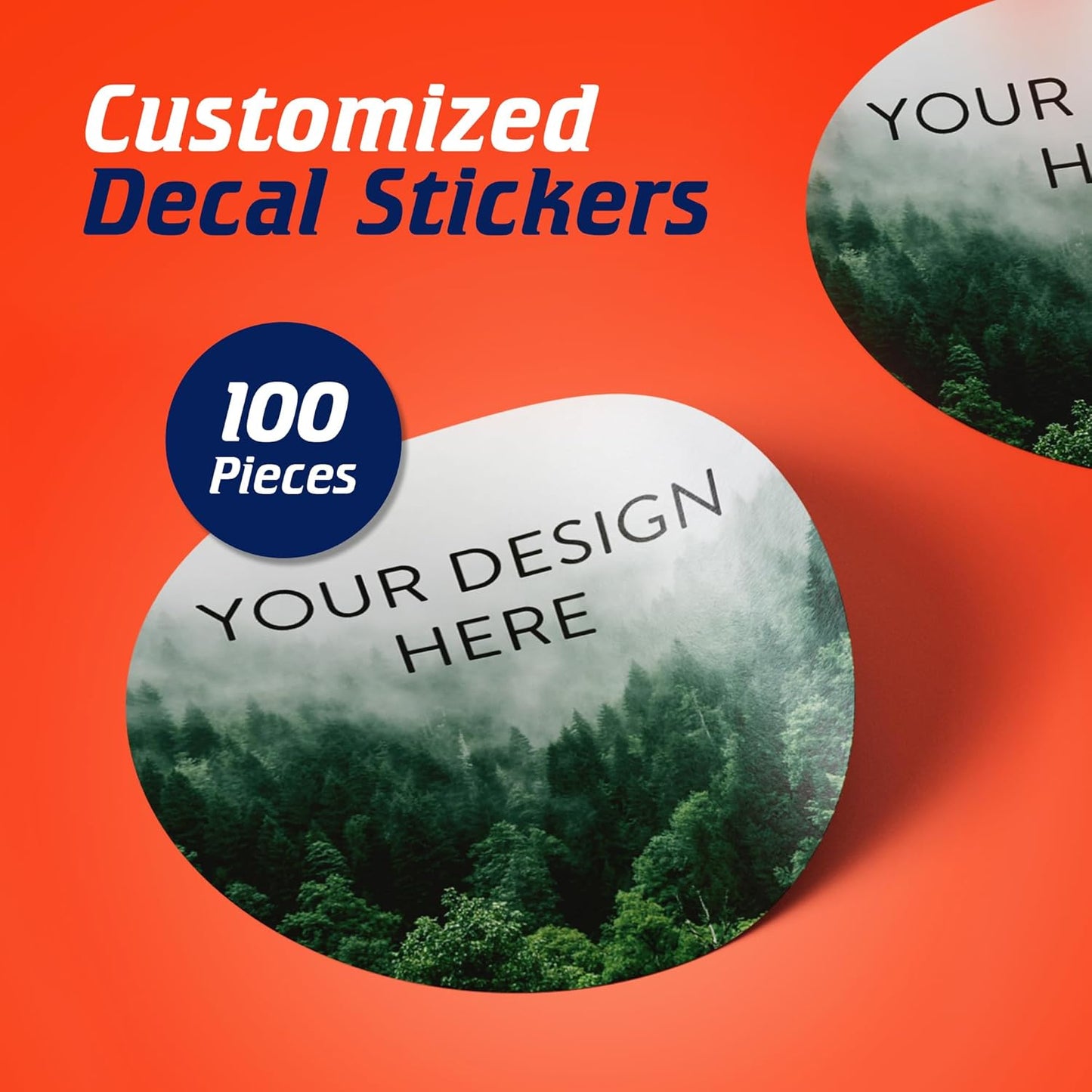 100 Custom Vinyl Stickers - Upload Your own Image, Text, Design, Logo - Personalized Logo Labels for Handmade, Packaging, Bottle, Jars, Candle, Brand Stickers (Foggy Valley, 1x1)
