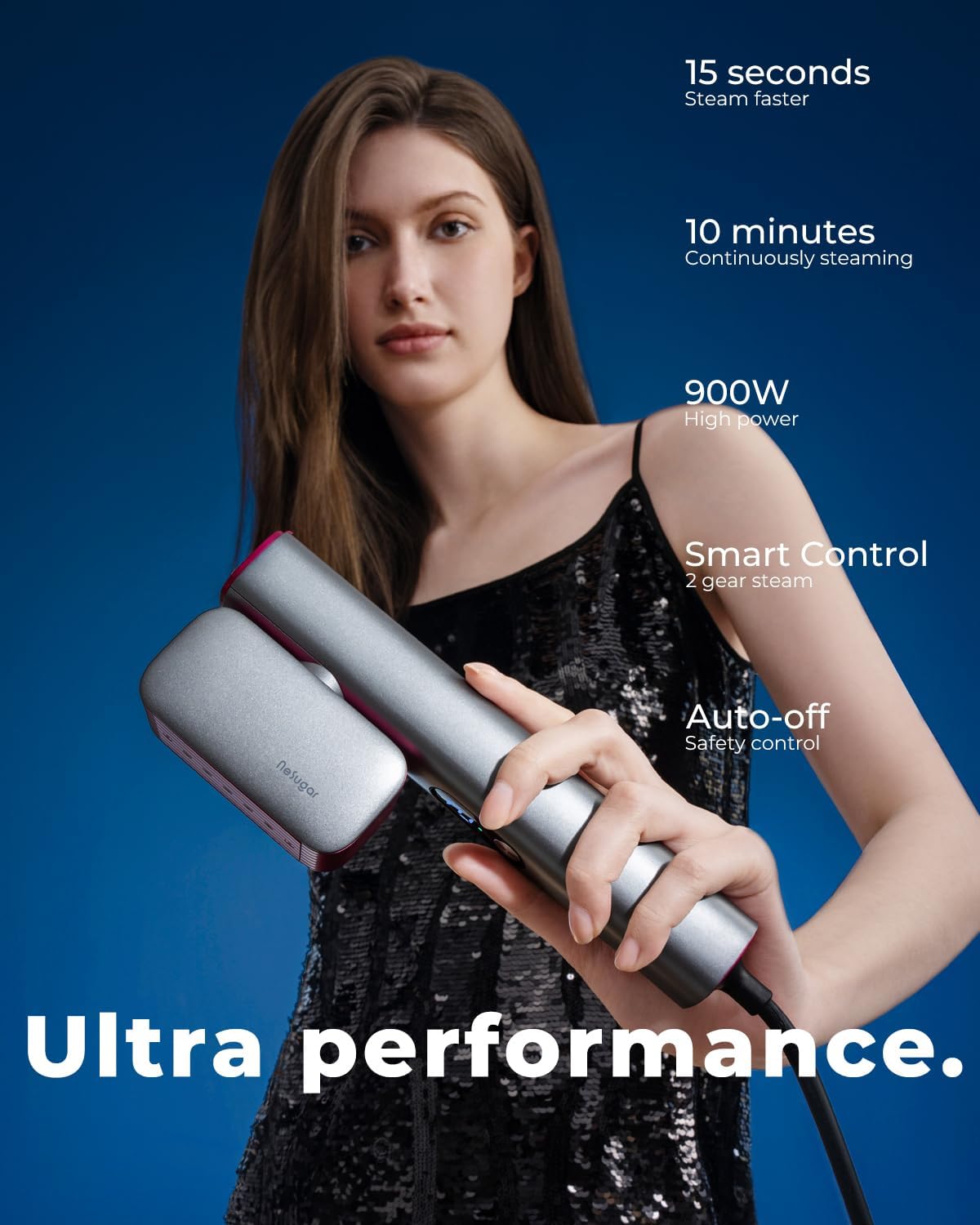 nesugar G2 Pro Smart Handheld Steamer for Clothes – Global Voltage Adaptation, Palm-Sized & Lightweight (0.8lb), Dual Steam Modes, Easy Wrinkle Remover, Auto Shut-Off, for Travel & Home (100-240v)