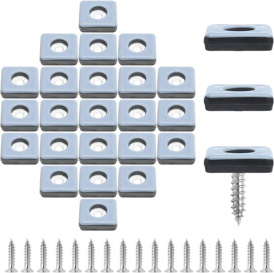 24pcs 1" (25mm) Screw on Furniture Sliders, Teflon Chair Leg Slides, Square Furniture Glides with