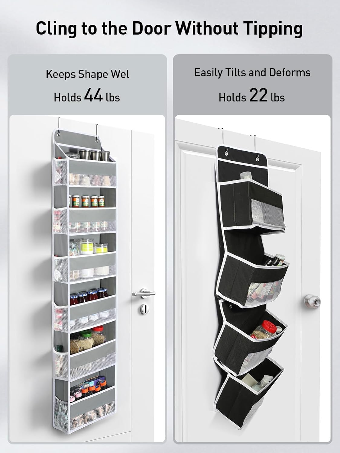 Yecaye 3 Pack Over The Door Organizer, 6-Tier Closet Door Hanging Organizer with 12 Mesh Pockets, Bathroom Organizers and Storage, Ultra Sturdy Large Capacity Over Door Storage Newborn Baby Essentials