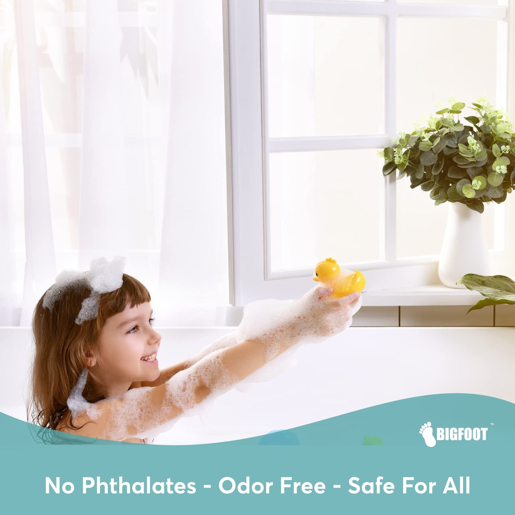BigFoot Clear Shower Curtain - 72x72 Odorless Plastic with Magnets, Washable Long Bathroom Curtain