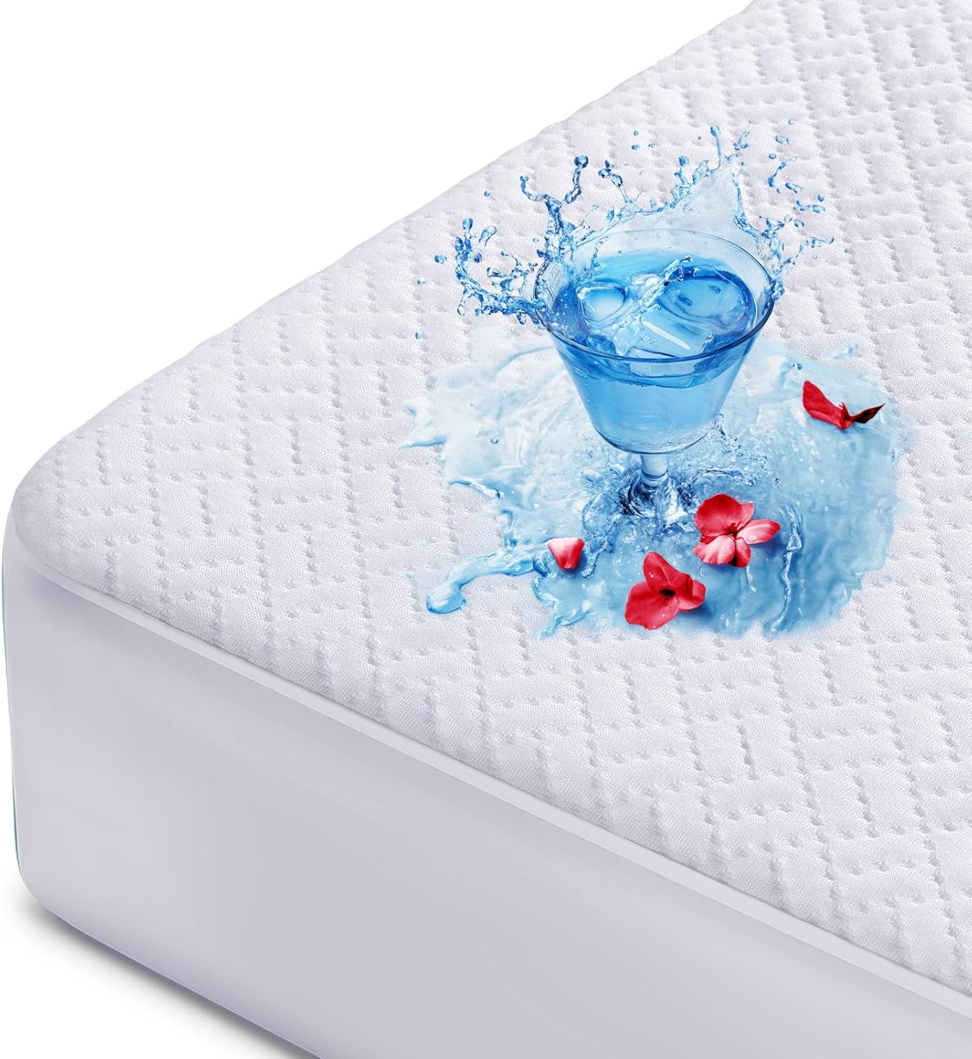 Hanherry 100% Waterproof Mattress Protector Twin Size, Mattress Cover 3D Air Fabric Cooling Mattress Pad Cover Smooth Soft Breathable Noiseless, 8''-21'' Deep Pocket