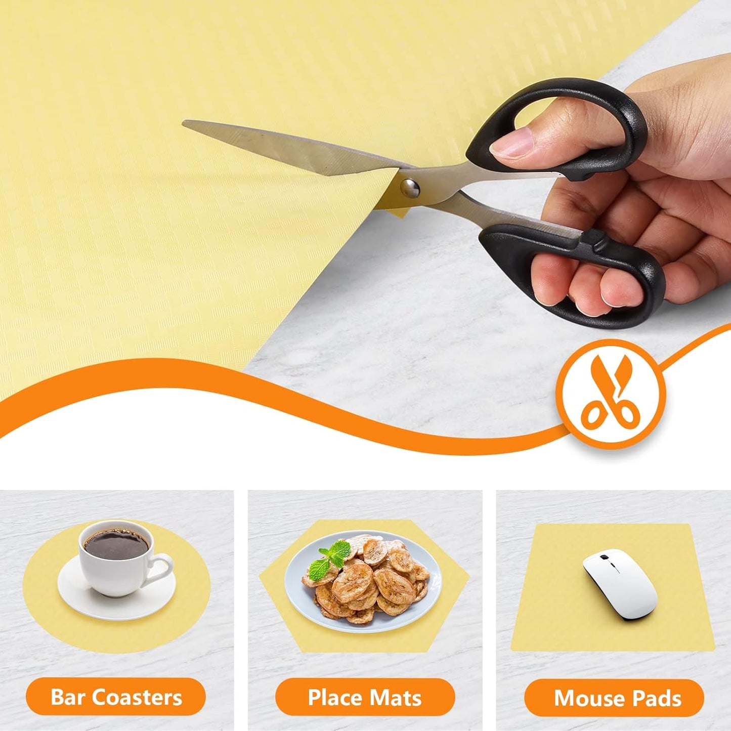 Shelf Liners for Kitchen Cabinets Refrigerator Liners Waterproof & Oil-Proof Kitchen Cupboard Liner Non Adhesive Drawer Mats Non Adhesive Cabinet Liners for Shelves -Yellow Beige 11.8 x 118 Inches