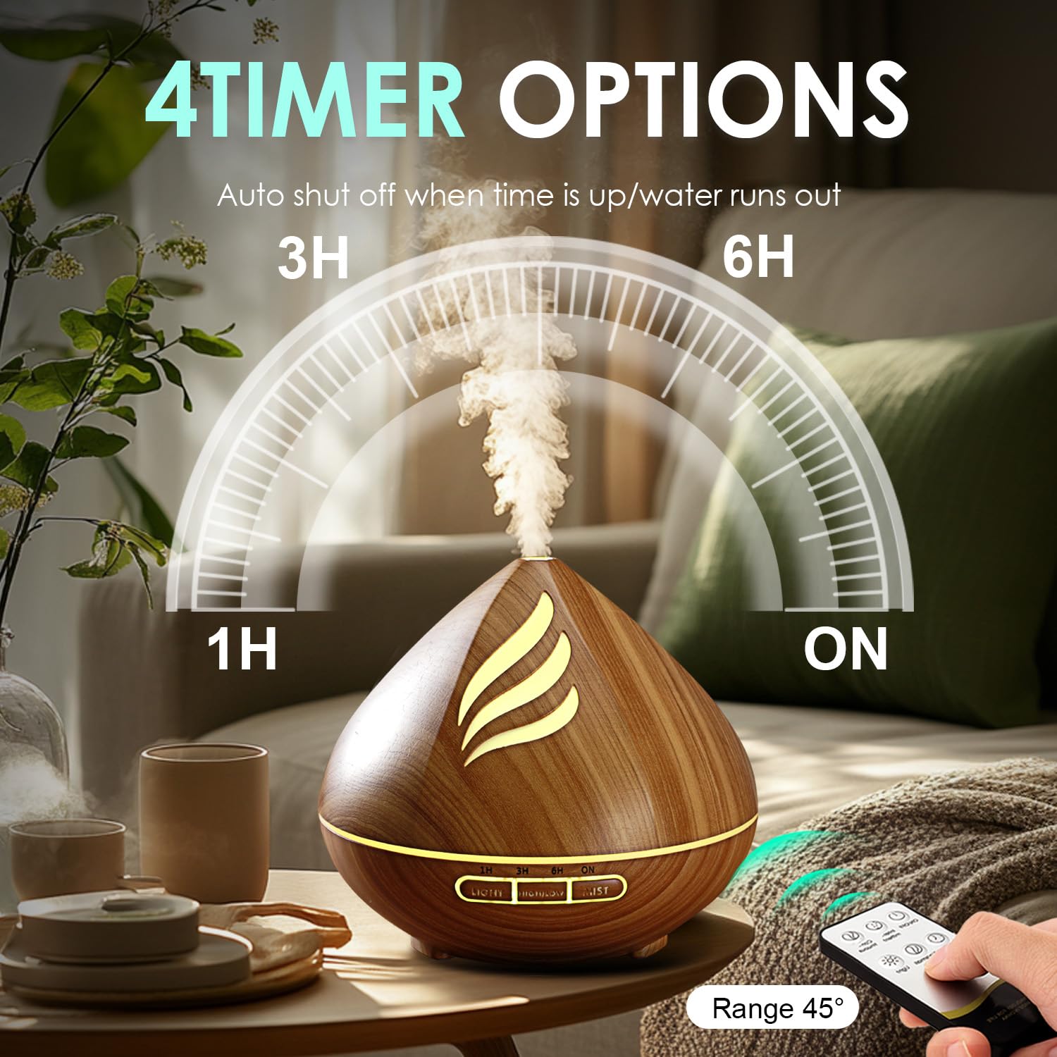500ML Essential Oil Scent Diffuser: Remote Control &14 Colors LED for Home