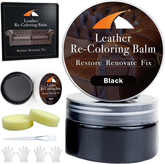 Black Leather Repair Kit, Black Leather Recoloring Balm, Leather Dye - Restore & Renew Scratch
