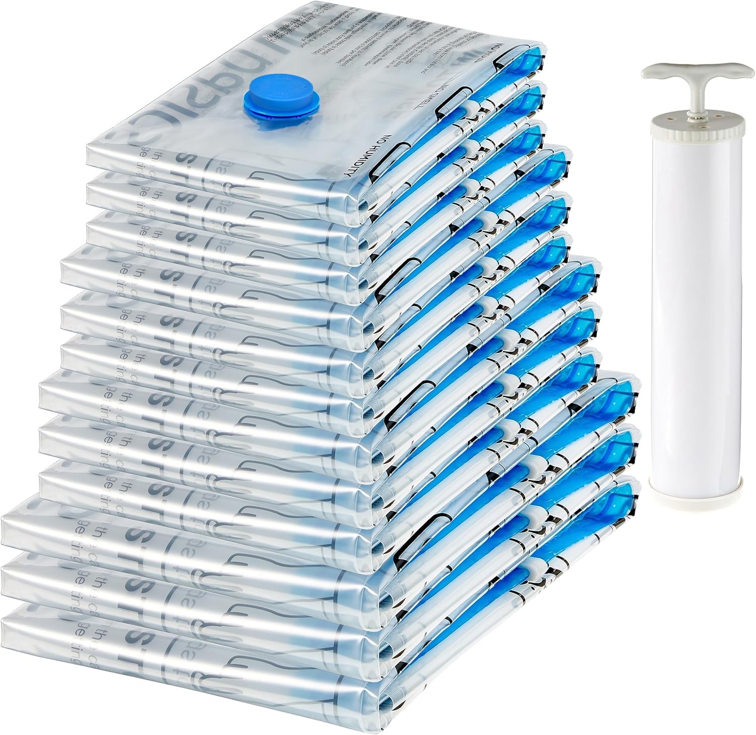 Amazon Basics Vacuum Storage Bags with Hand Pump for Travel, Space Saving Compression Bags for