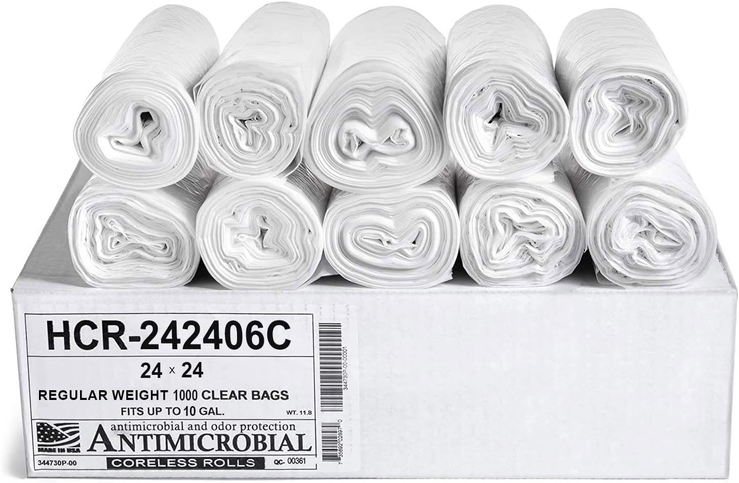 Aluf Plastics High Density Trash Bags, 10 Gallon, 1000 Count, 6 Micron (eq), 24" x 24", Clear, for Bathroom, Office, Industrial, Commercial, Janitorial, Municipal, Recycling