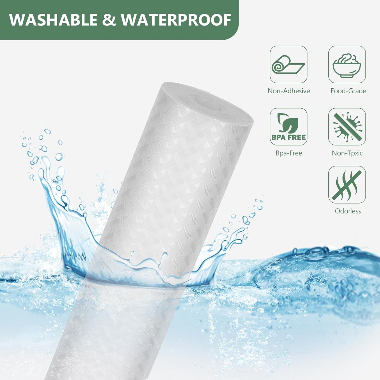 Shelf Liners, Non-Adhesive Drawer Liner, Waterproof & Oil-Proof Kitchen Cabinet Cupboard Liner Plastic EVA Material BPA Free Fridge Liner Mats Paper Protector for Shelves (Clear/12in x 120in)