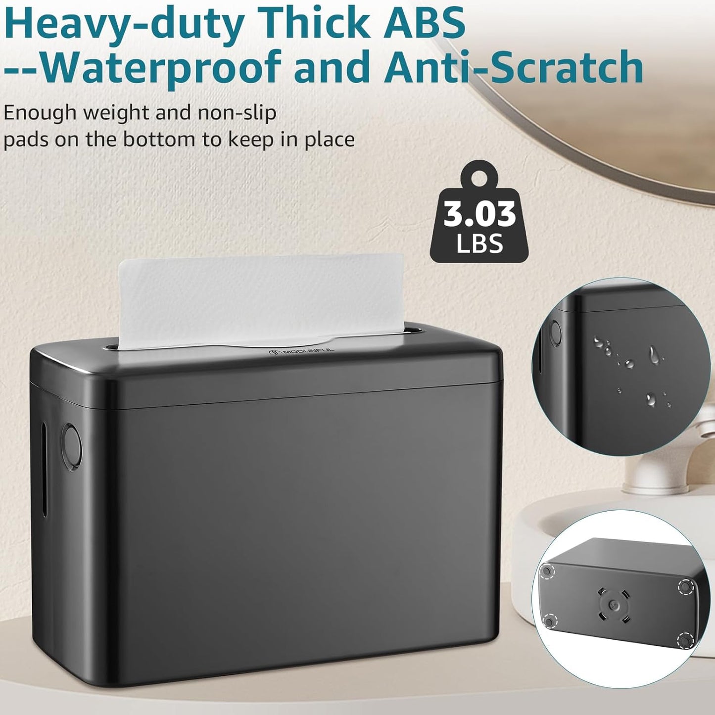 Multifold Paper Towel Dispenser Countertop, Heavy Duty Wide-Design, 300-Sheet Large Capacity Black Paper Towel Holder, Compatible with Tork, AmazonCommercial, Kleenex, Scott, Pacific Multifold Towels