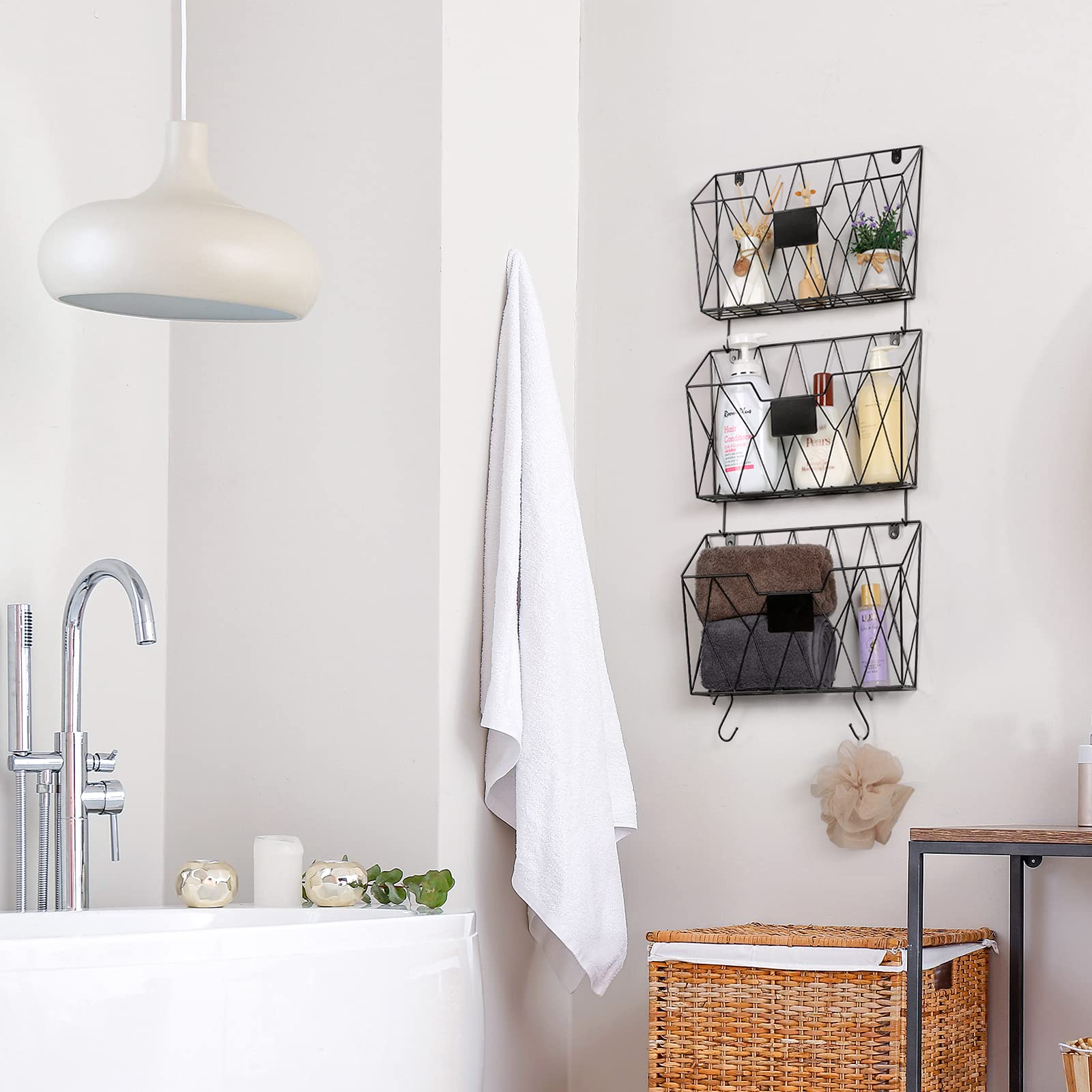 Wall File Organizer, 3 Pack Metal Wall Basket File Holder for Home Office