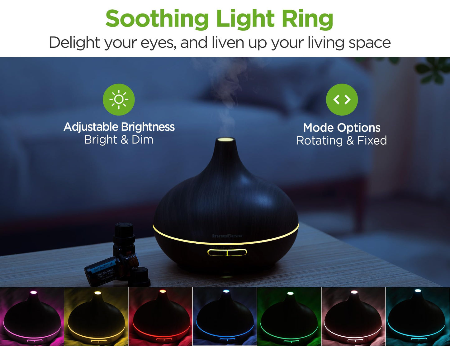 InnoGear 400ml Aromatherapy Essential Oil Diffuser 10 Oils Gift Set, Dark