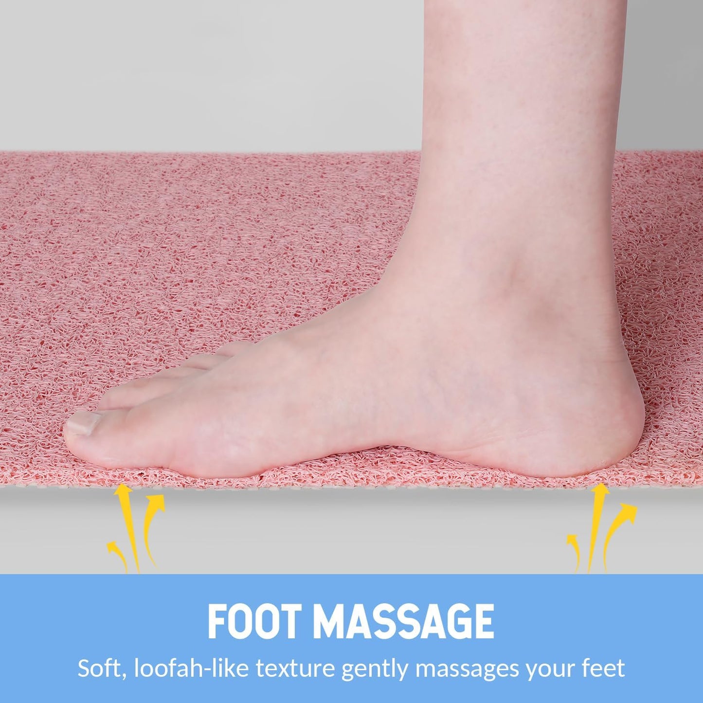Non-Slip Bathtub Mat, Anti Slip Shower Mat, Fast Drying Bathtub Mats, Foot Scrubber Mat, Anti Slip Mat for Tub, Floor, Bathroom, Kitchen, Home, Hotel (Pink 36"×24")