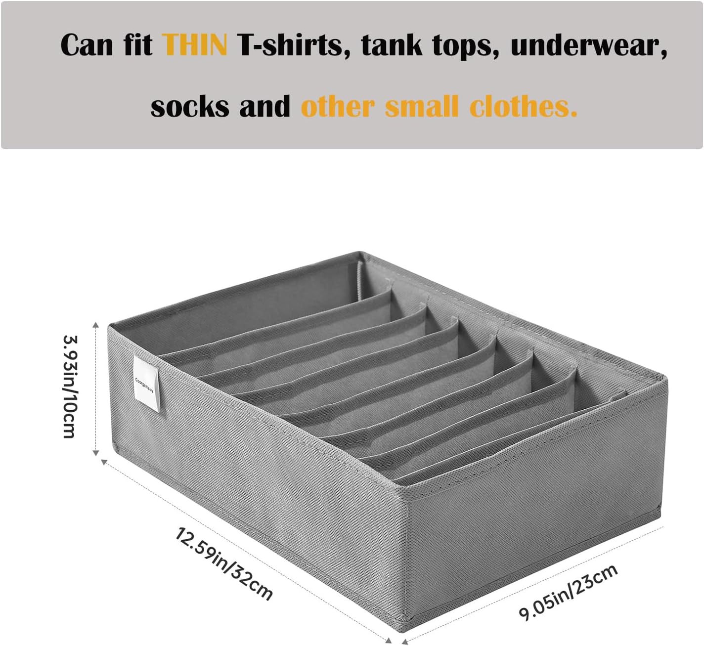 4 Packs T-shirt Drawer Organizers for Clothing,8 Grids Compartment Wardrobe Storage Box, Washable Clothes Organizer for Folded Clothes, Legging, Silk Scarve