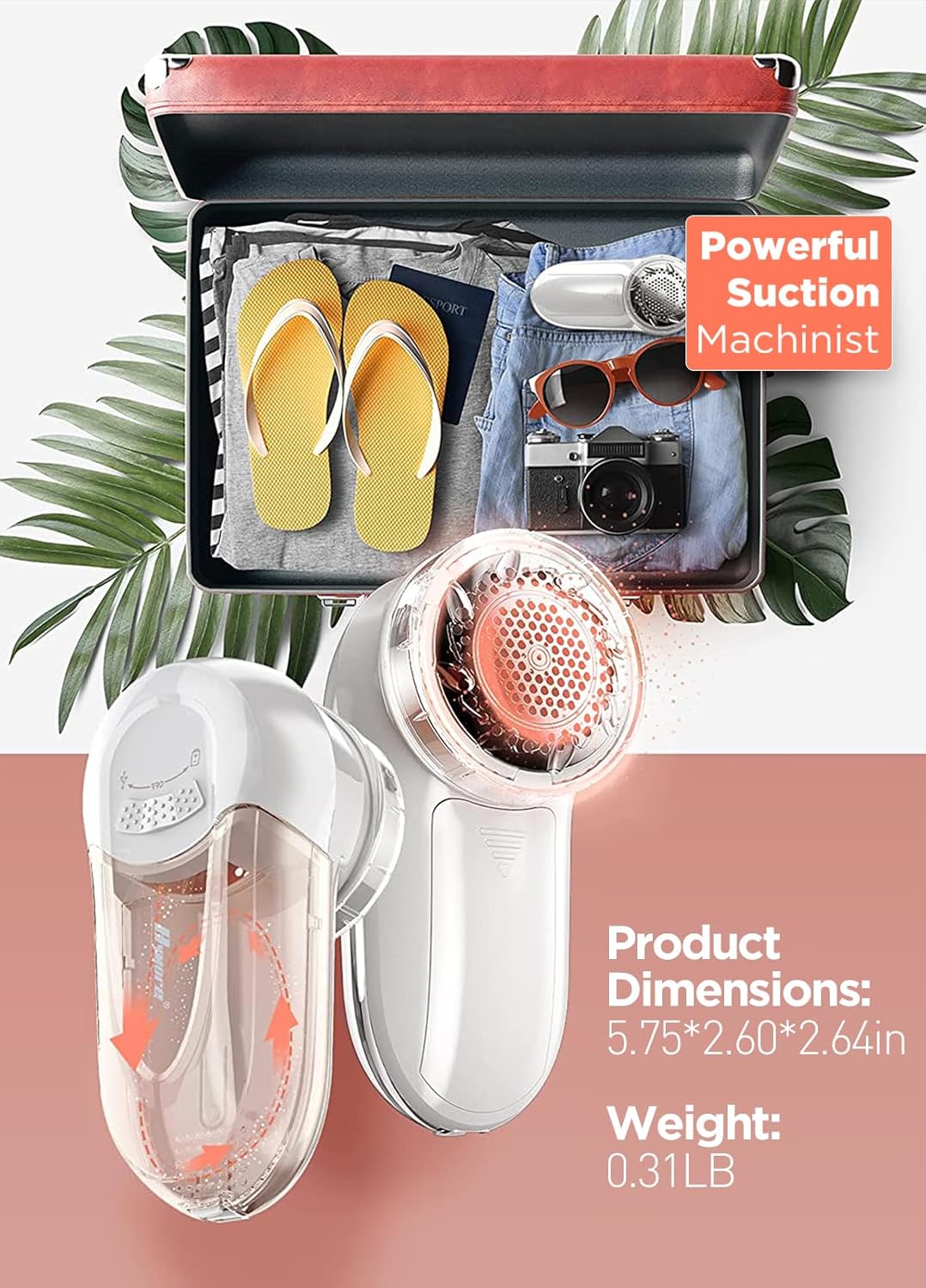 Bymore Fabric Shaver, Lint Remover, Lint Shaver Defuzzer Sweater Shaver for Clothes and Furniture with AC Adapter Pill Fuzz Remover-White