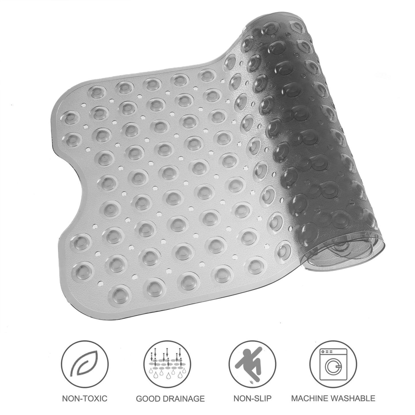 TEESHLY Bathtub Mats for Shower Tub, Extra Long Non-Slip 39 x 16 Inch Bath Mat with Drain Holes and