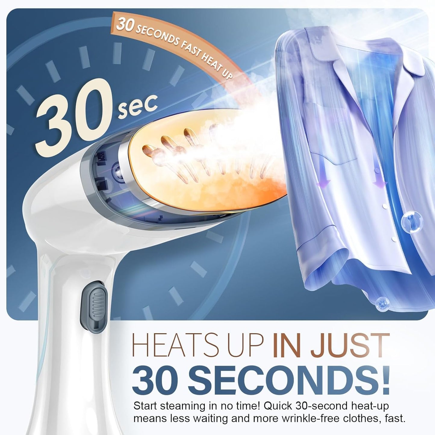 Steamer for Clothes, 1800W Fast Heat-up Clothes Steamer Handheld Garment Steamer with 3 Steam Settings, 380ml Water Tank, 9.8' Cord, Portable Travel Steam Iron for Removes Wrinkle Safe on All Fabrics