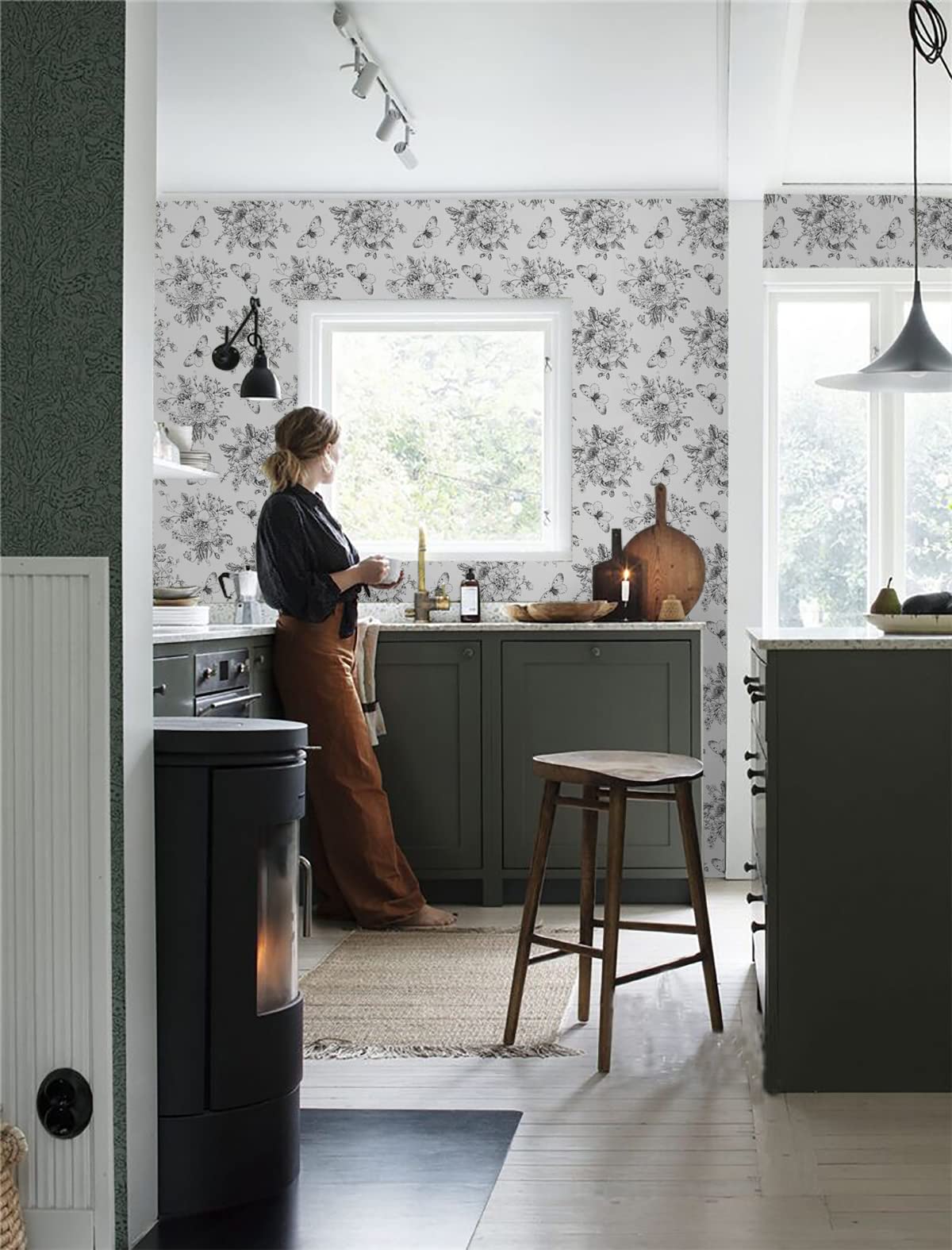 Micpolo Floral and Butterfly Self Adhesive Shelf Liner for Kitchen Bedroom Cabinets Waterproof