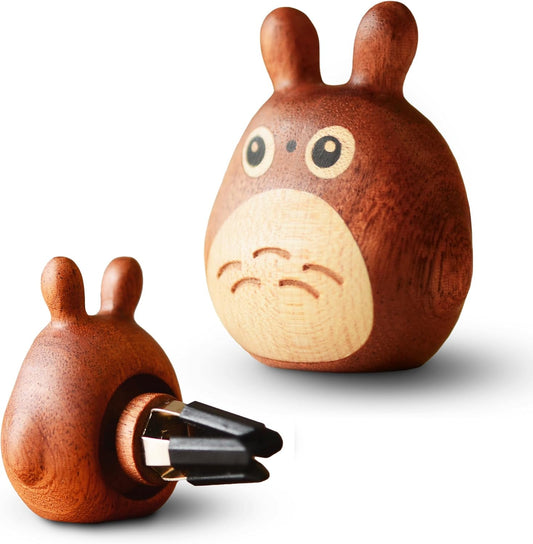 Handmade wooden Car Diffuser for Essential Oils and Refillable Air Freshener with Vent Clip Automotive Interior Chinchilla Cartoon and Festival Present Box