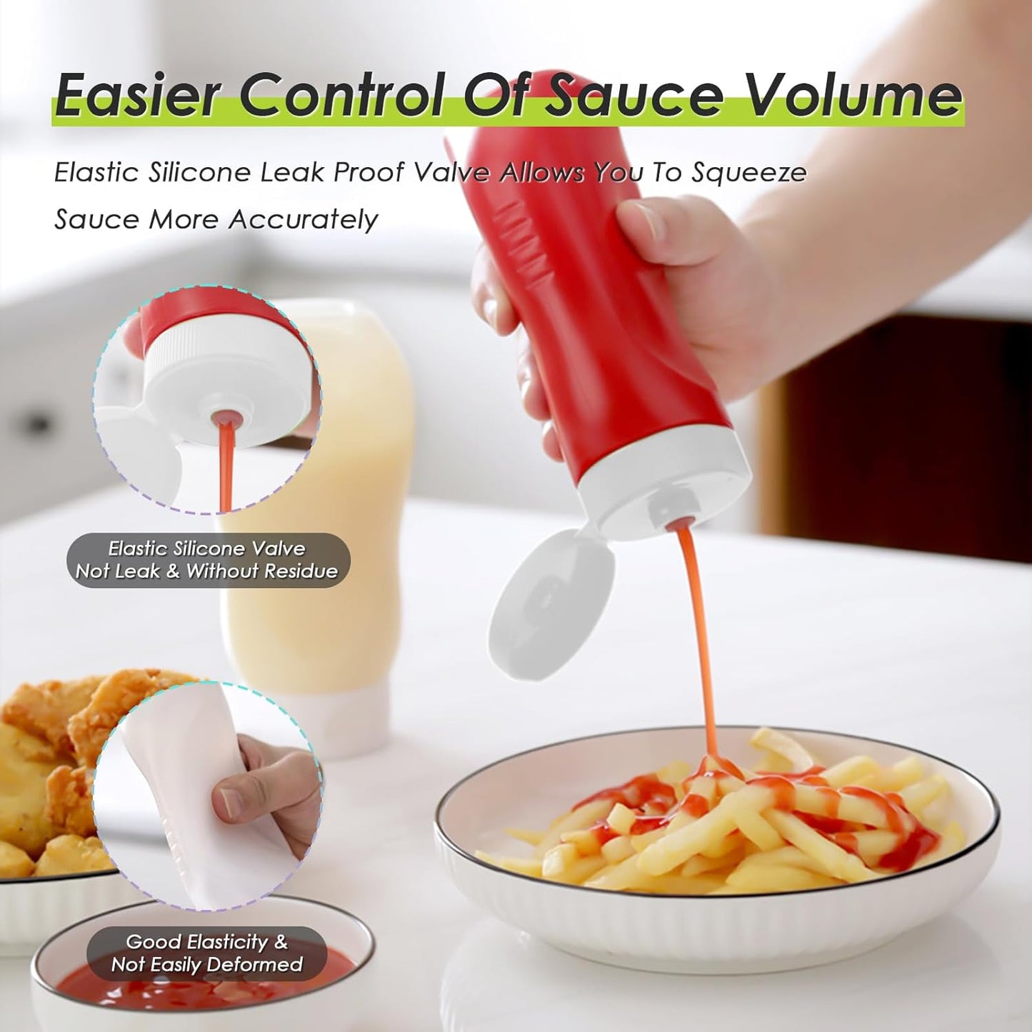 Condiment Squeeze Bottles for Ketchup Hot Sauce Liquids Oil with Caps for Condensed Milk and Mustard Salad Dispenser Clear Plastic Bottles Dressing Container LDPE